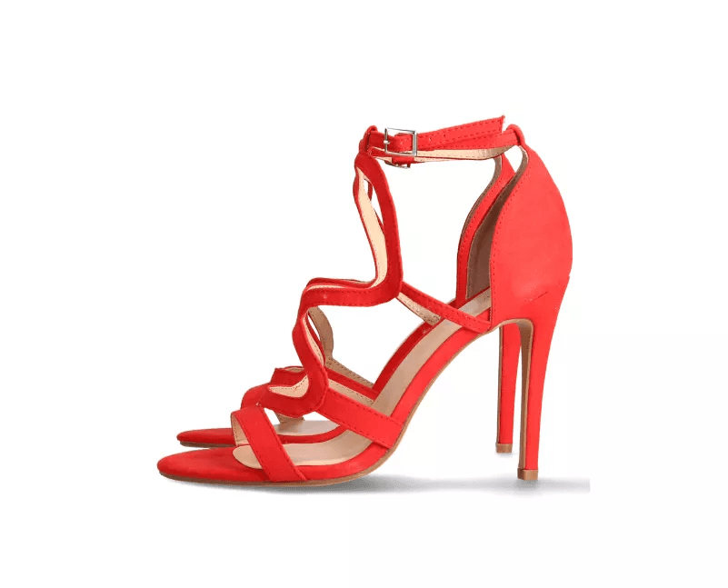 Sandalias rojas de tacón alto